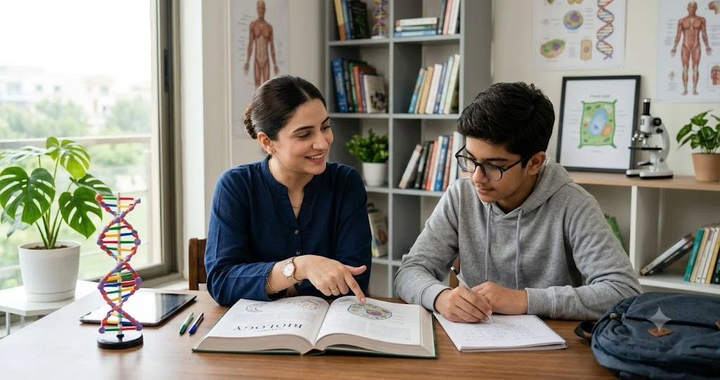 Biology tutor in Islamabad teaching a student