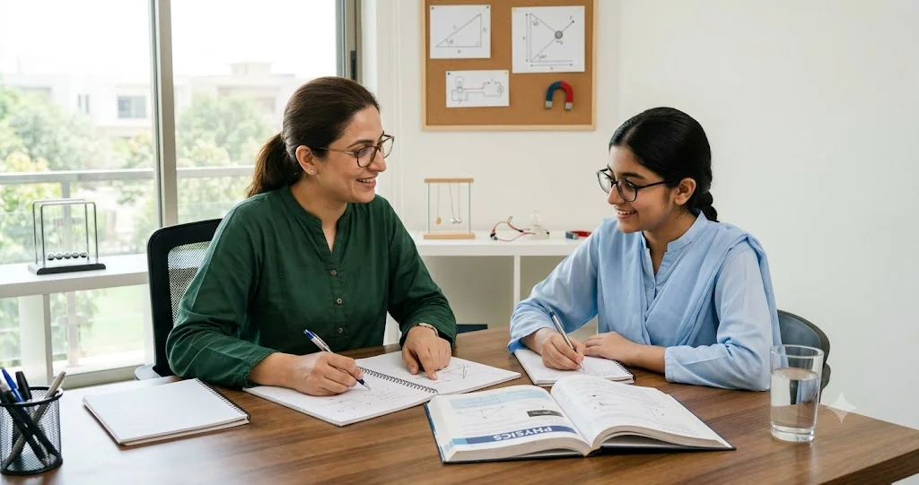 Physics tutor in Islamabad teaching a student