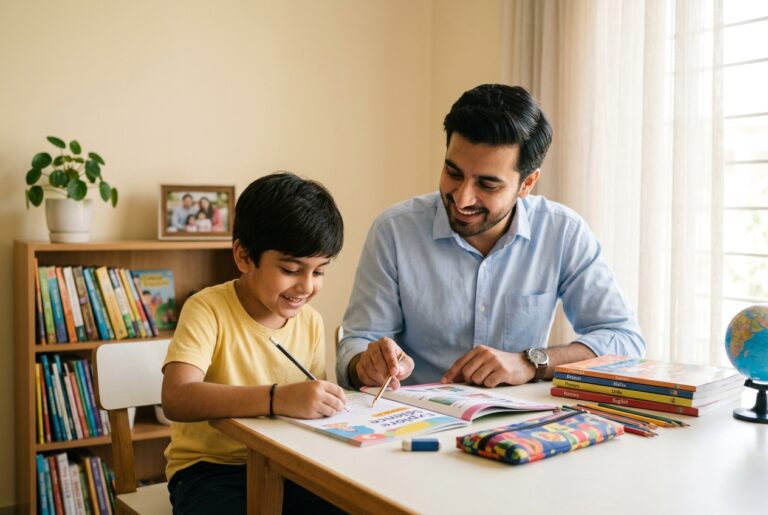 Primary tutor in Islamabad helping Class 3 child with homework