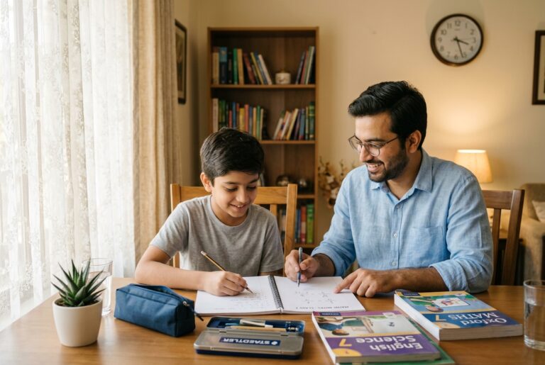 Middle school tutor in Islamabad teaching Class 7 student at home