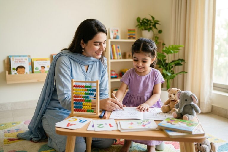 Nursery tutor in Rawalpindi teaching a young child at home